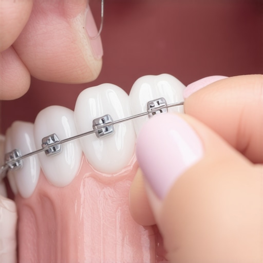 Applying orthodontic wax to a poking braces wire Step-by-step application of dental wax to protect the cheek from a loose braces wire.