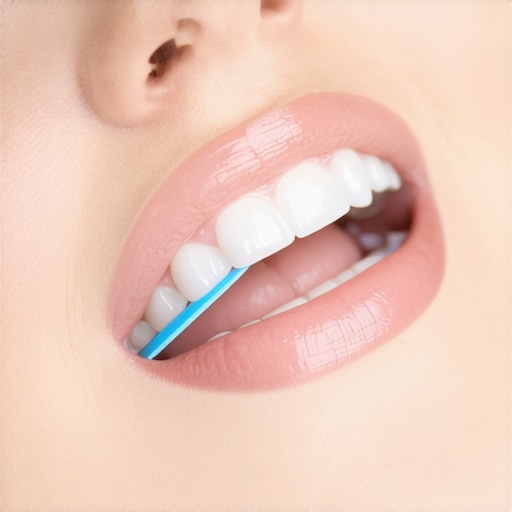 A dentist using blue articulating paper to find high spots on a dental crown.