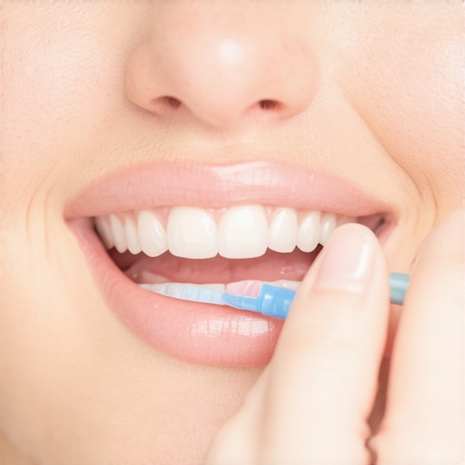 Dentist using blue articulating paper to find high spots on a dental crown