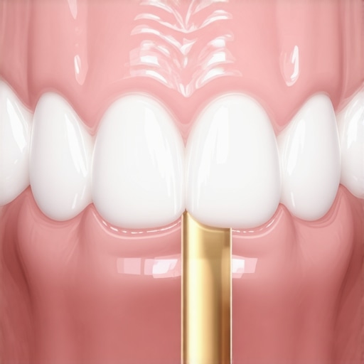 Close-up of orthodontic aligner trapping liquid against teeth.