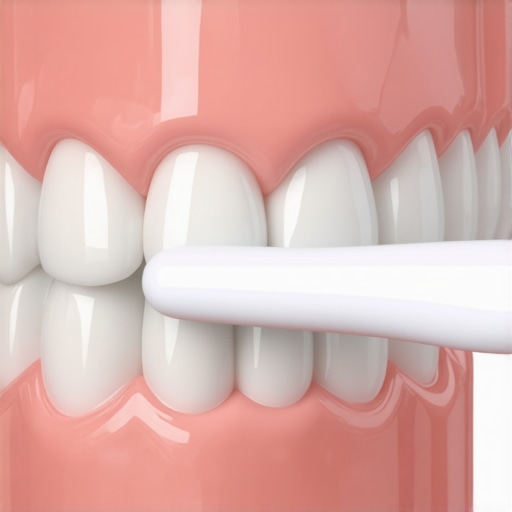 Correct Brushing Angle for Gum Health A toothbrush angled at 45 degrees against the gums to prevent recession.