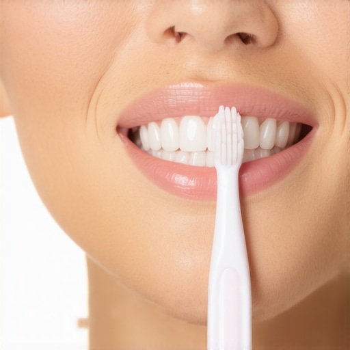 Correct Brushing Angle for Gum Health A person demonstrating the 45-degree toothbrushing technique to prevent bleeding gums.
