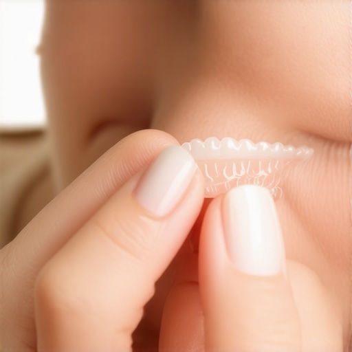 DIY Aligner Edge Smoothing Person using an emery board to smooth a sharp Invisalign tray edge