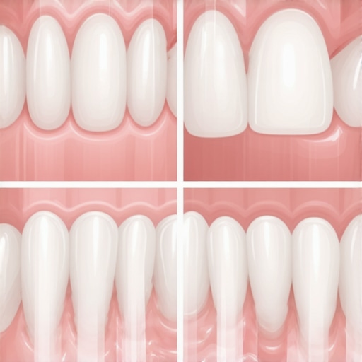 Dental Alignment and Gum Health Comparison Comparison of crowded teeth and aligned teeth with clear aligners showing healthy gums.