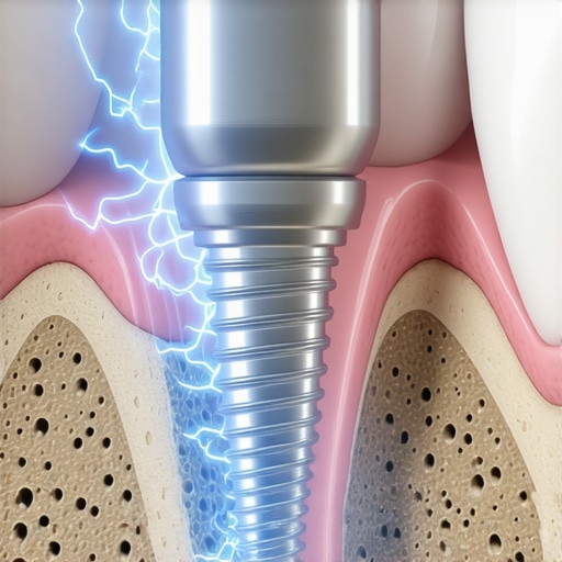Dental Implant Thermal Conductivity Illustration 3D cross-section illustration of a dental implant conducting cold temperatures in the jawbone.