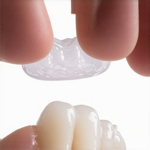 Close-up showing the precision engineering of a clear dental aligner.
