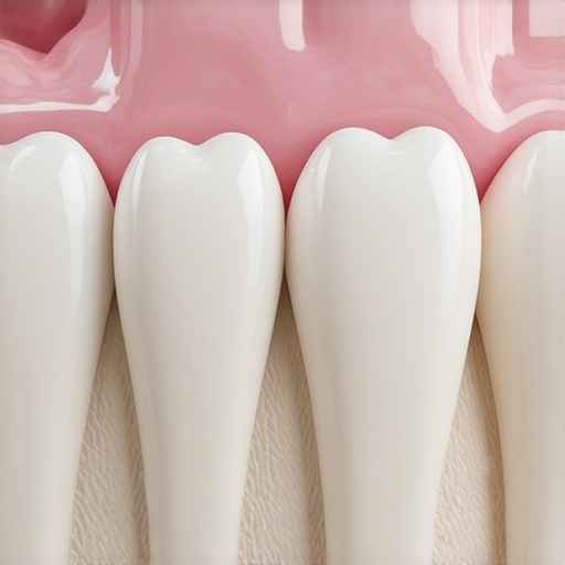 Detailed view of a dental crown margin at the gum line Illustration showing the gap where a dental crown meets a natural tooth near the gum tissue.