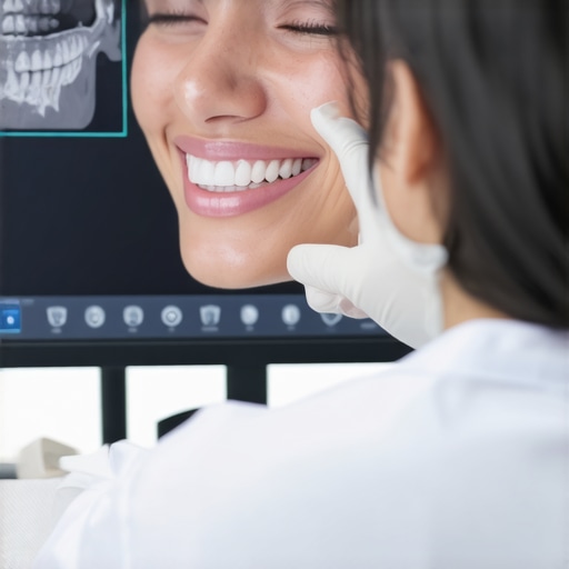 Digital Smile Planning with 3D Scans A dentist using a 3D CBCT scan to plan a gap-closing treatment for a patient's smile.