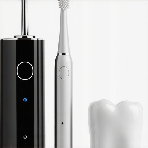 Essential Maintenance Tools for Dental Crowns A water flosser and electric toothbrush on a counter representing long-term crown care.