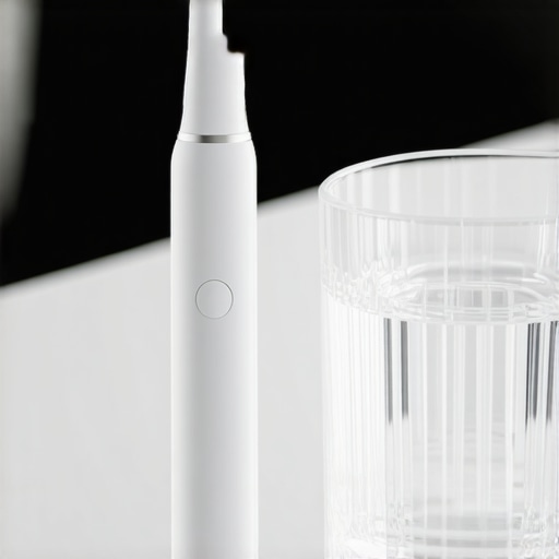 Electric toothbrush and clear aligners on a bathroom counter.