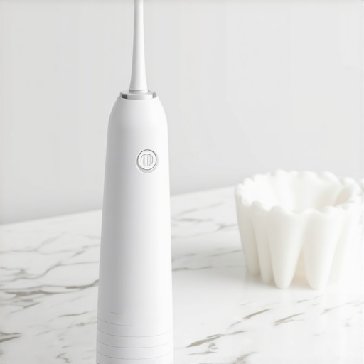 Modern water flosser on a bathroom counter