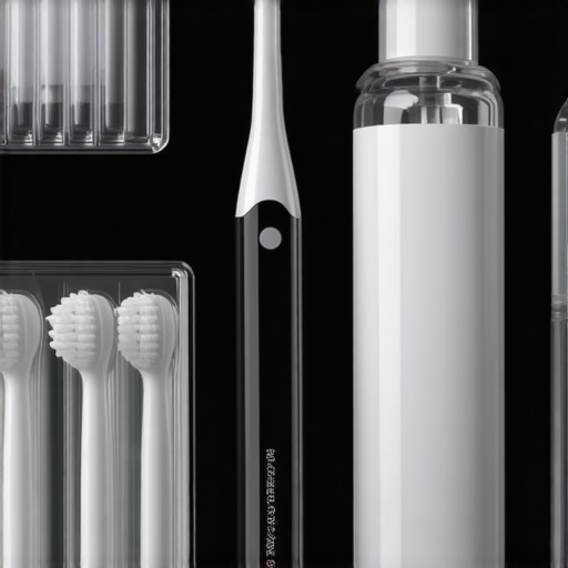 Electric toothbrush, interdental brushes, and alcohol-free mouthwash on a clean bathroom counter.