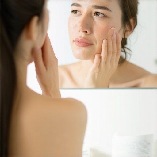 Facial Exercises for New Denture Adjustment A person massaging their face to help lips relax over new dentures.