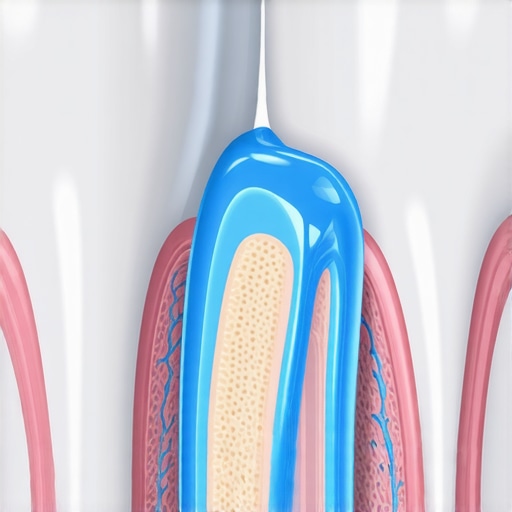 How desensitizing toothpaste protects tooth nerves Diagram of tooth dentin tubules being shielded by desensitizing agent