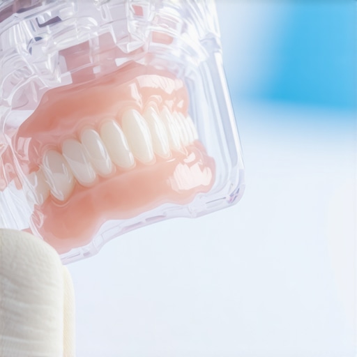 A clear dental aligner held up to demonstrate its transparency and modern design.