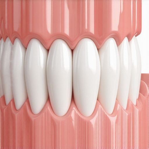 3D model of a dental crown and aligner showing bacterial trap points