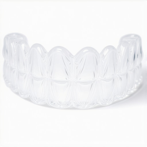 Modern Clear Aligner Detail A close-up view of a clear orthodontic aligner showing its transparent and precise design.