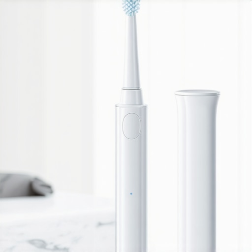 A sonic toothbrush and water flosser on a marble counter representing advanced oral care maintenance.