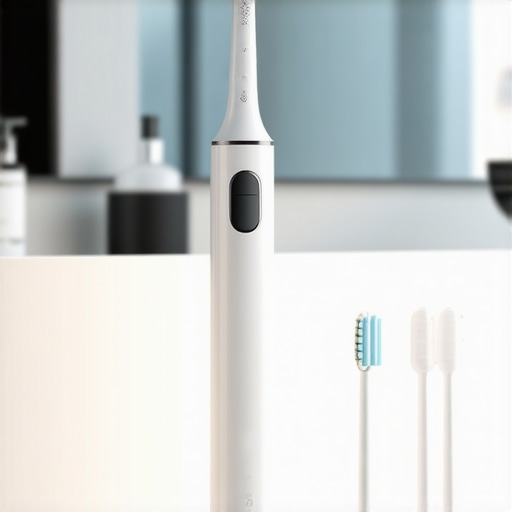 Modern Dental Maintenance Tools Close up of a sonic toothbrush and water flosser for crown and Invisalign maintenance