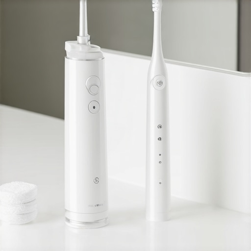 Modern Dental Maintenance Tools Ultrasonic cleaner and electric toothbrush for dental restoration maintenance