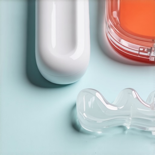 A selection of tools for TMJ recovery and jaw maintenance including a gel wrap and massager