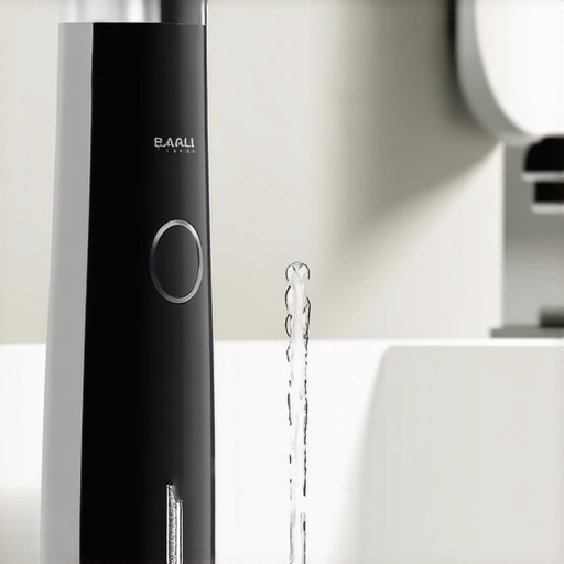Modern Water Flosser for Crown Maintenance A person using a cordless water flosser to clean around a dental crown.