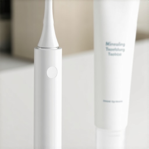 Sonic toothbrush and mineralizing toothpaste on a clean counter