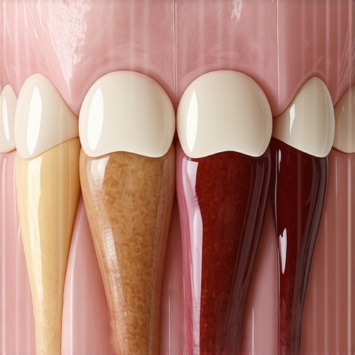 Natural gum pigmentation variations Close up of healthy gums with natural dark melanin spots.