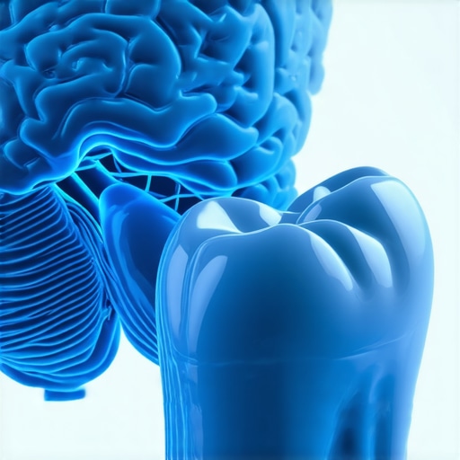 3D rendering of the brain's neural pathways adapting to a dental prosthetic.