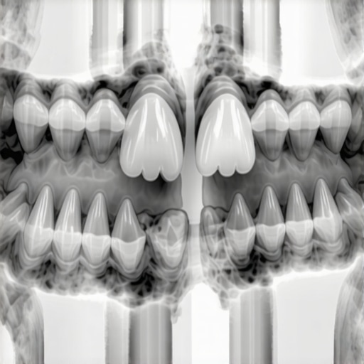Dental x-ray showing permanent teeth erupting behind baby teeth