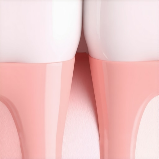 Close-up of a porcelain dental crown showing the precise fit at the gum line to avoid plaque buildup.
