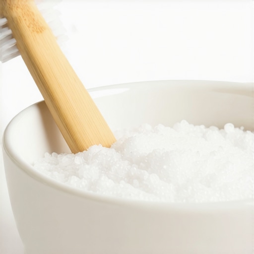 Preparing a Safe Baking Soda Whitening Paste A DIY baking soda and water mixture prepared for gentle teeth whitening with a soft toothbrush.