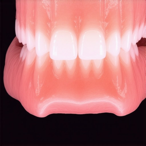 Professional Dental Alignment Scan A 3D digital model of a human bite showing healthy alignment and gum tissue on a dentist monitor.