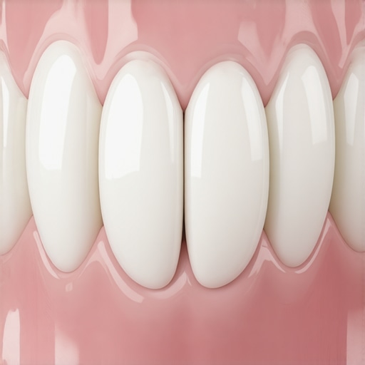 Professional Dental Crown Margin Detail Detailed view of a dental crown meeting the gum line.