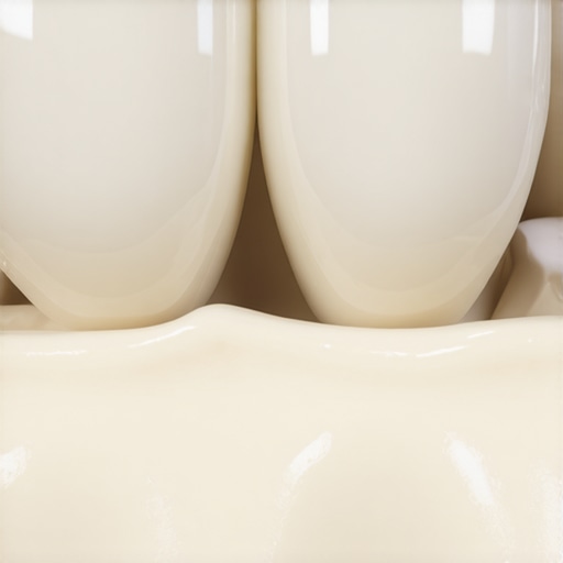 A detailed view of a high-quality ceramic dental crown being checked for alignment on a tooth model.