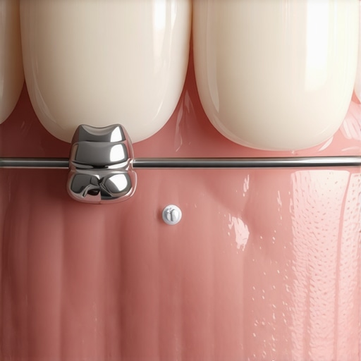 Proper Application of Orthodontic Wax on Braces Close-up of orthodontic wax covering a sharp wire end on dental braces.