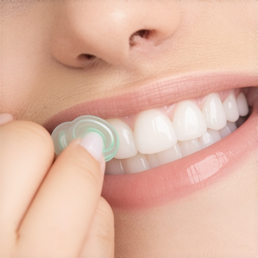 Properly Seating Invisalign Aligners with Chewies A person biting on an Invisalign chewie to ensure the clear aligner fits perfectly over the teeth.