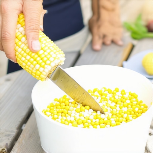 Slicing corn kernels off the cob to protect dental work