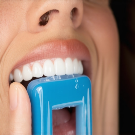 Seating Invisalign with Munchies Close up of a person using a silicone munchie for clear aligner seating
