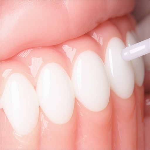 Close-up of a clear aligner being properly seated on teeth for effective orthodontic movement.