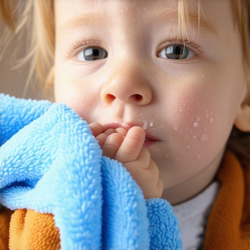 Soothing Teething Gums with Cold Therapy Toddler using a cold washcloth to soothe swollen teething gums.