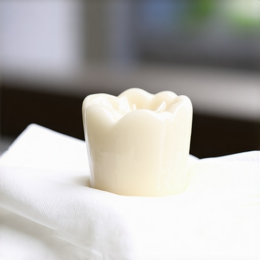 A dental crown saved in a napkin after falling out at a restaurant.