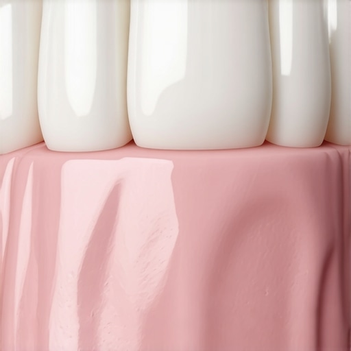 Close up shot of a dental crown margin integrated with the gum line.