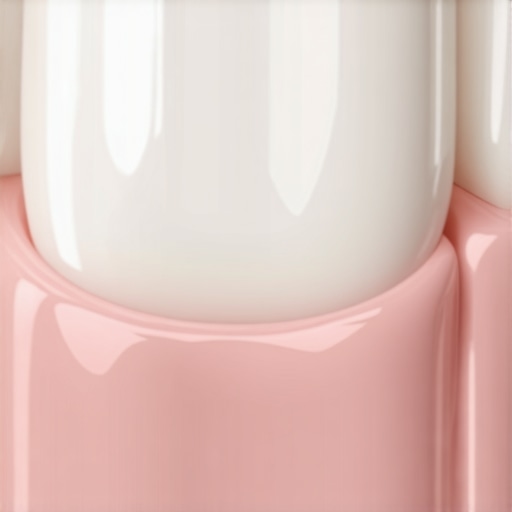 A detailed view of the seam between a porcelain crown and natural gum tissue