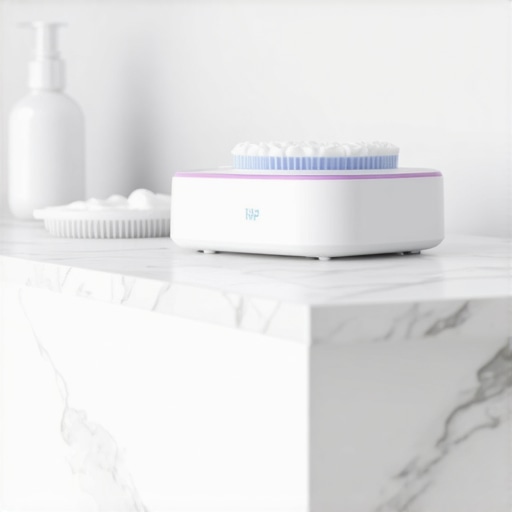 Ultrasonic Cleaner for Invisalign Trays Ultrasonic dental cleaner being used to sanitize clear aligners on a bathroom counter