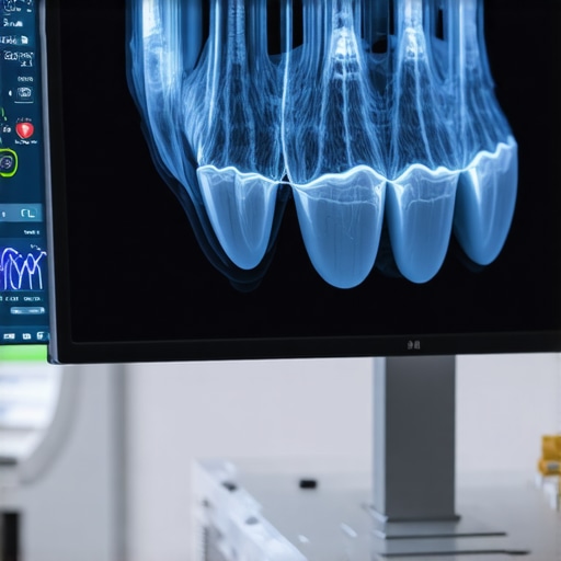 Visualizing Oral Health with 3D Scans Advanced 3D CBCT dental scan on a computer screen for precise oral health planning.