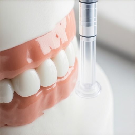 High-end water flosser cleaning a dental crown